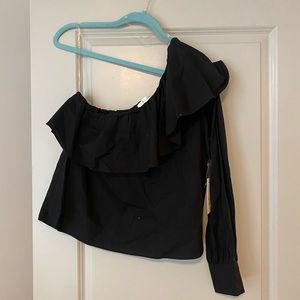 Black One shoulder long sleeve top - NWT